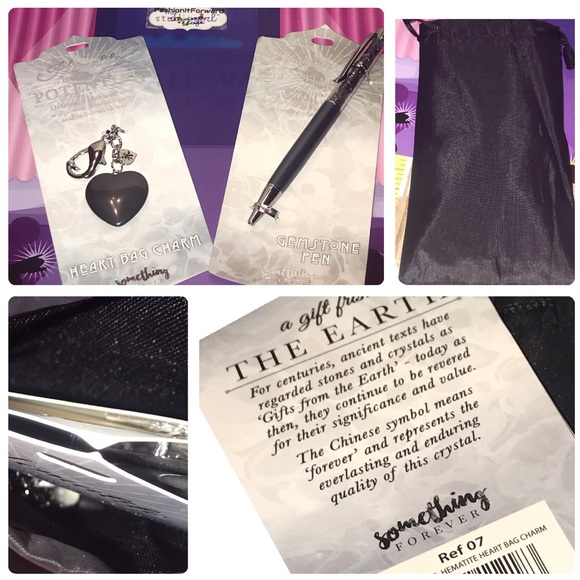Gemstone Hematite Pen & Heart Bag Charm Gift Set - Picture 5 of 16